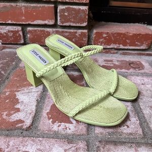 Steve Madden BORA Green Block High Heel Sandal women’s Mules Size 11